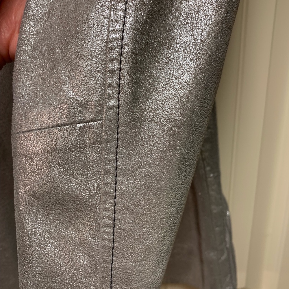 Chico’s all leather silver metallic jacket - Picture 7 of 8